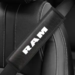 Dodge RAM Car Interior Accessory Seat Belt Shoulder Cover, PU Leather & Carbon Fiber Stripe Design, Enhances Driving Comfort, 1pc/2pcs Option