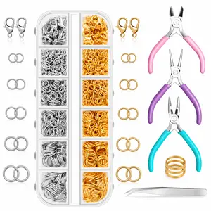 Complete DIY Jewelry Kit – Gold & Silver Rings, Clasps & Tools for Handmade Bracelets & Earrings