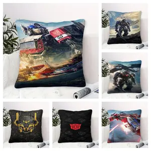 Transformers Themed Throw Pillow With Insert, Birthday Gift for Boy Game Fans, Decorative Cushion for Living Room,Bedroom and Game Room, 17.7x17.7-Inch Short Plush Removable Washable Cushion with Single-Sided Printing