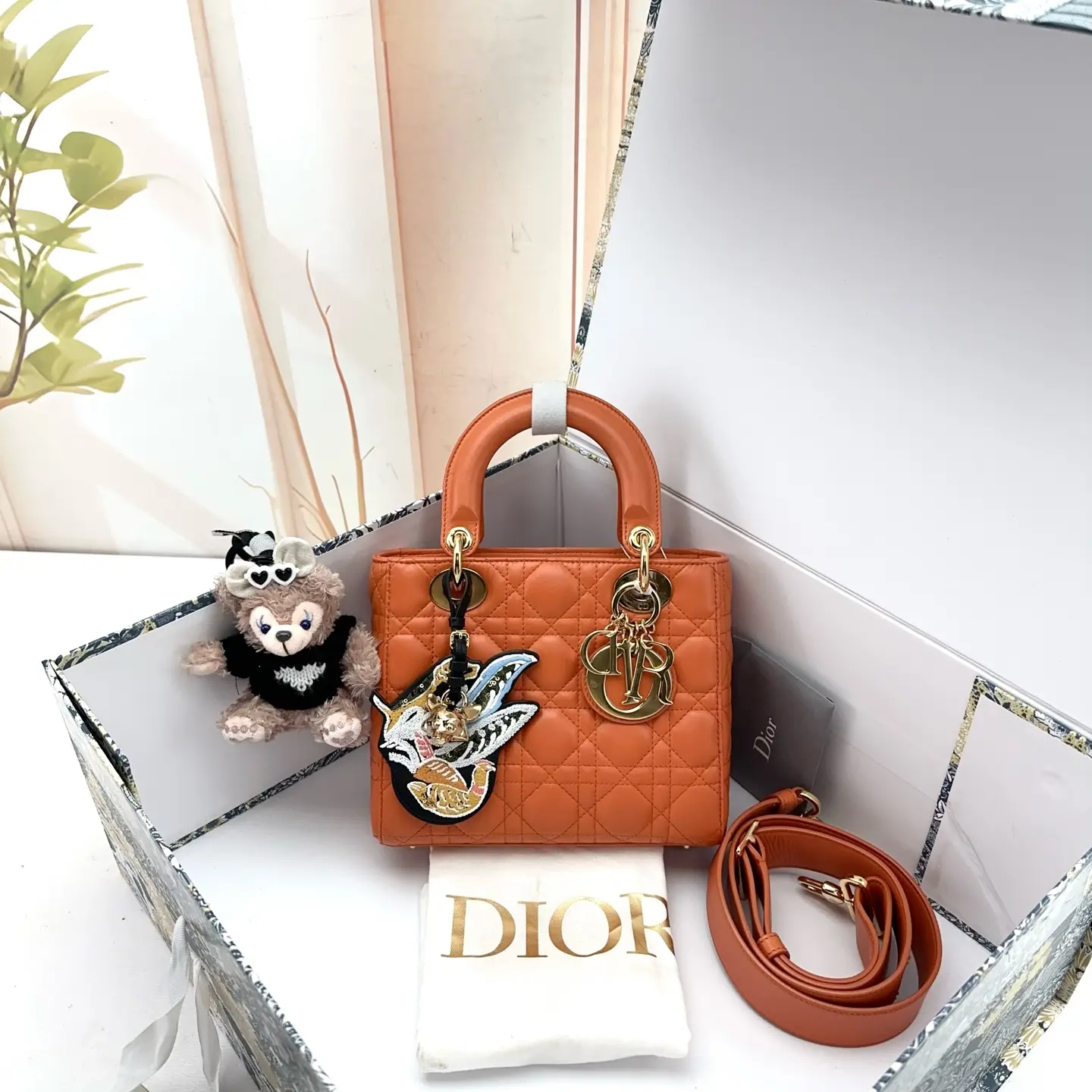 Pre-owned Dior Cannage Leather My ABCDior Top Handle Bag 0804 RAYE 23293442