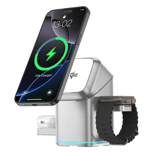 3 in 1 Wireless Charger Qi2 For iPhone 17,16,15,14,13,12 Pro Max Series Magnetic  Charging iPhone,iWatch AirPods Headphone Charging Stand Base multifunctional