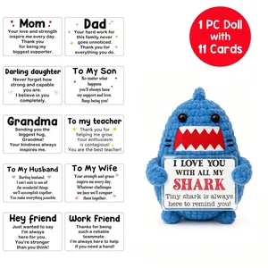 Handmade Emotional Support Shark - 10 Changeable Positivity Cards - Easter Basket Stuffer & Teen Girl Gift - Cute Aesthetic Office Desk Decor Desk Buddy