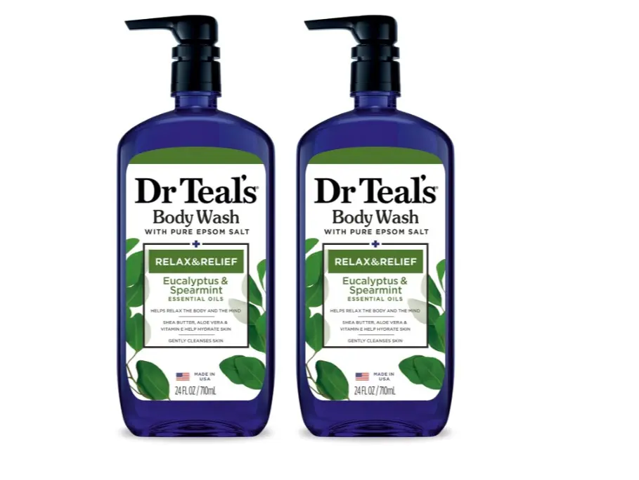 Dr Teal's Body Wash with Pure Epsom Salt, Relax & Relief with Eucalyptus & Spearmint, 24 fl oz (Pack of 2)