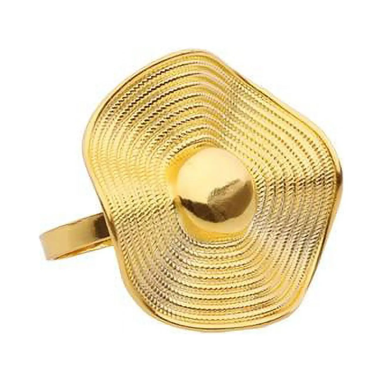 Classic Touch NR780G 2 in. Gold Button Design Napkin Rings, Set of 6