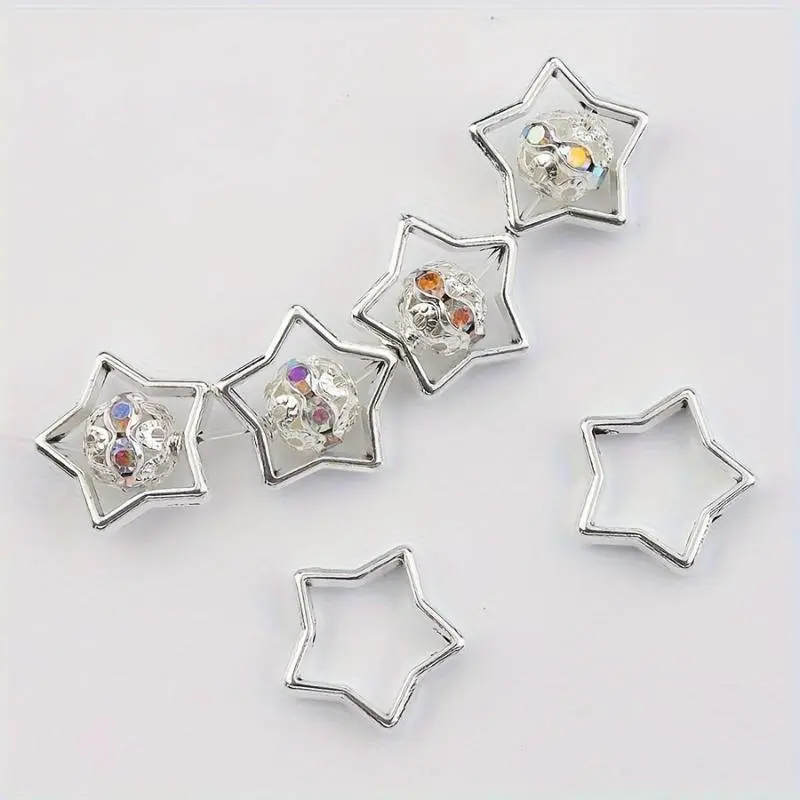 Pentagram Silver Color Bead Frames, Set for Jewelry Making, DIY Necklaces, Bracelets, Earrings, Connectors, Eid Gift Ideas