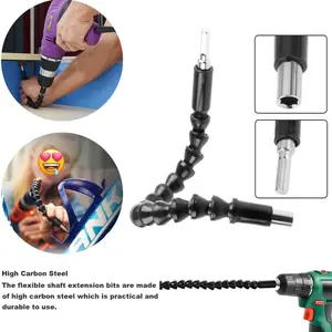 23-Piece Flexible Drill Bit Extension Set, 105 Degree Right Angle Drill Bits, Rotating Adapter Sleeve 1/4 3/8 1/2 Inch Hex Key Adapters