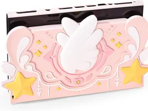 GeekShare Soft Silicone Faceplate Cover Compatible with Nintendo Switch 2 Charging Dock, Star Wings Series Soft Faceplate Protector - Anti-Scratch Dock Cover with Precise Cutouts (Pink)