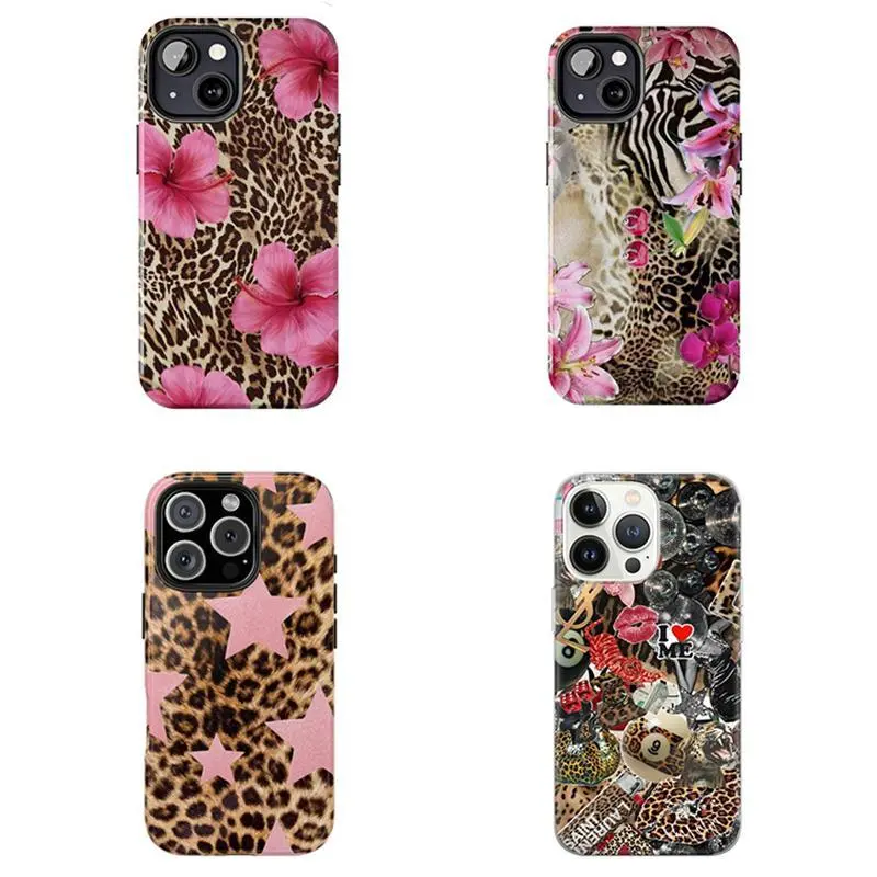 Leopard Collection Print Phone Case,girl y2k Aesthetic Phone cover,Star Cover,For iPhone 17 Pro Max 16 15 14 13 12 11 for Samsung S21 S22 S23 S24 S25 Phone Case,Shockproof Durable Design,i̇phone 14 pro max cases,Gifts For her