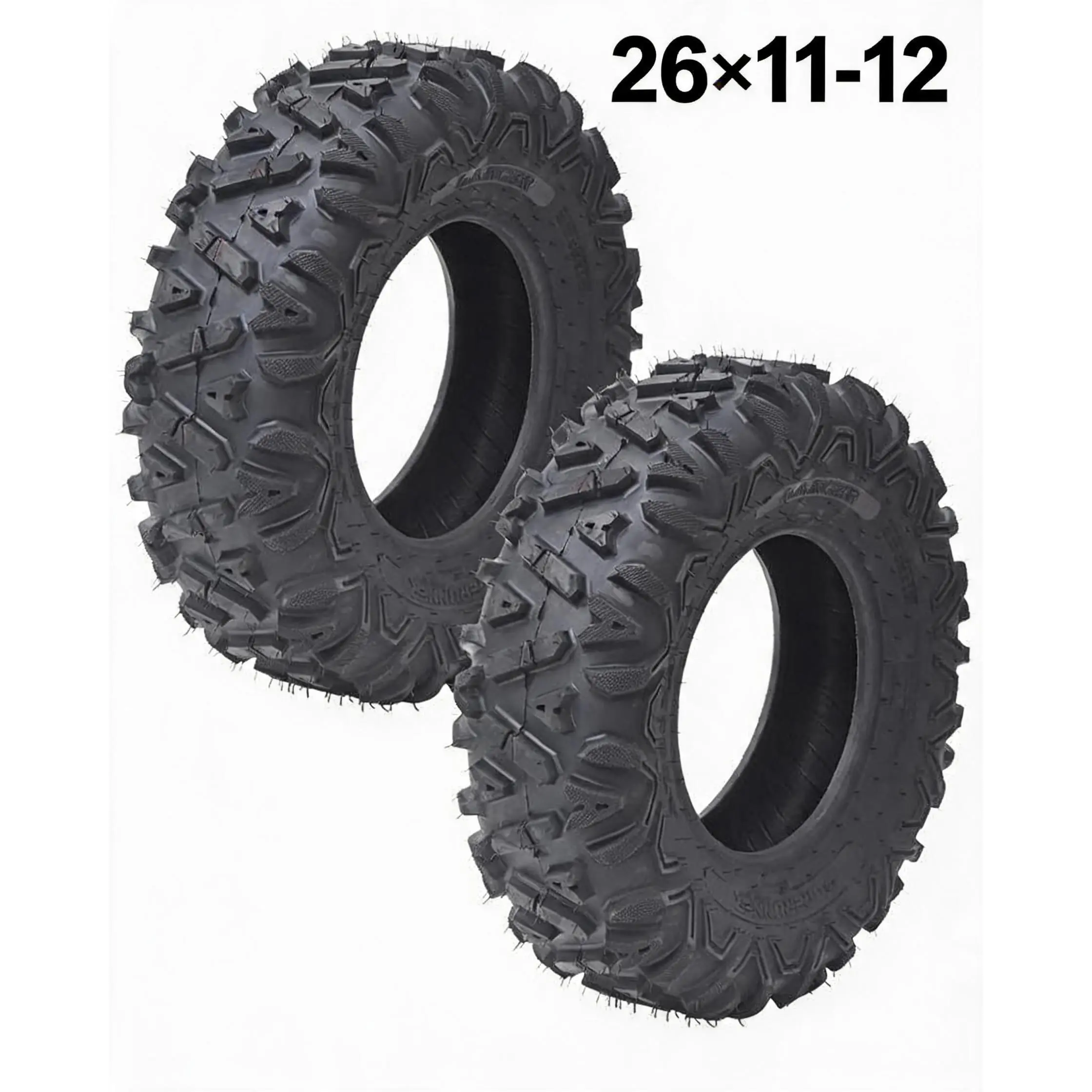 New Upgraded 2pcs AT26X11-12-6PR 2-Pack 26X11-12 ATV Tires, 6PR All-Terrain Tubeless, 26X11X12 UTV Mud Sand Off-Road Trail Tires, 480 Lbs Load, Pack of 2