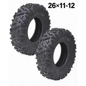 New Upgraded 2pcs AT26X11-12-6PR 2-Pack 26X11-12 ATV Tires, 6PR All-Terrain Tubeless, 26X11X12 UTV Mud Sand Off-Road Trail Tires, 480 Lbs Load, Pack of 2