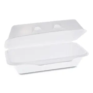 212 MAIN Insulated Rectangular PS Foam Container with Hinged Lid, White, 8.75x4.5in, Kitchen Organization Tool for Temperature-Controlled Food Transport & Storage