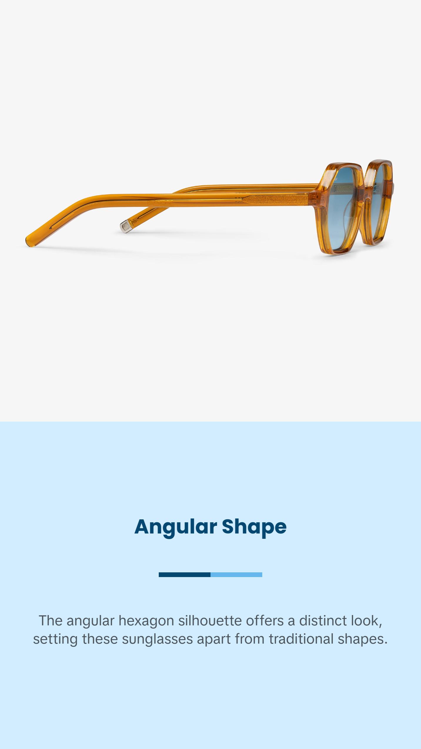 OFFSET Sunglasses - Structured Cool Angular Hexagon Silhouette Acetate Frame Unisex Fashion Accessory for Everyday Wear