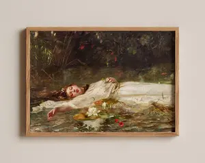 Ophelia by Friedrich Heyser, Classic Painting Wall Art, Antique Print, Wall Decor, Gift, Art Prints, Wall Art
