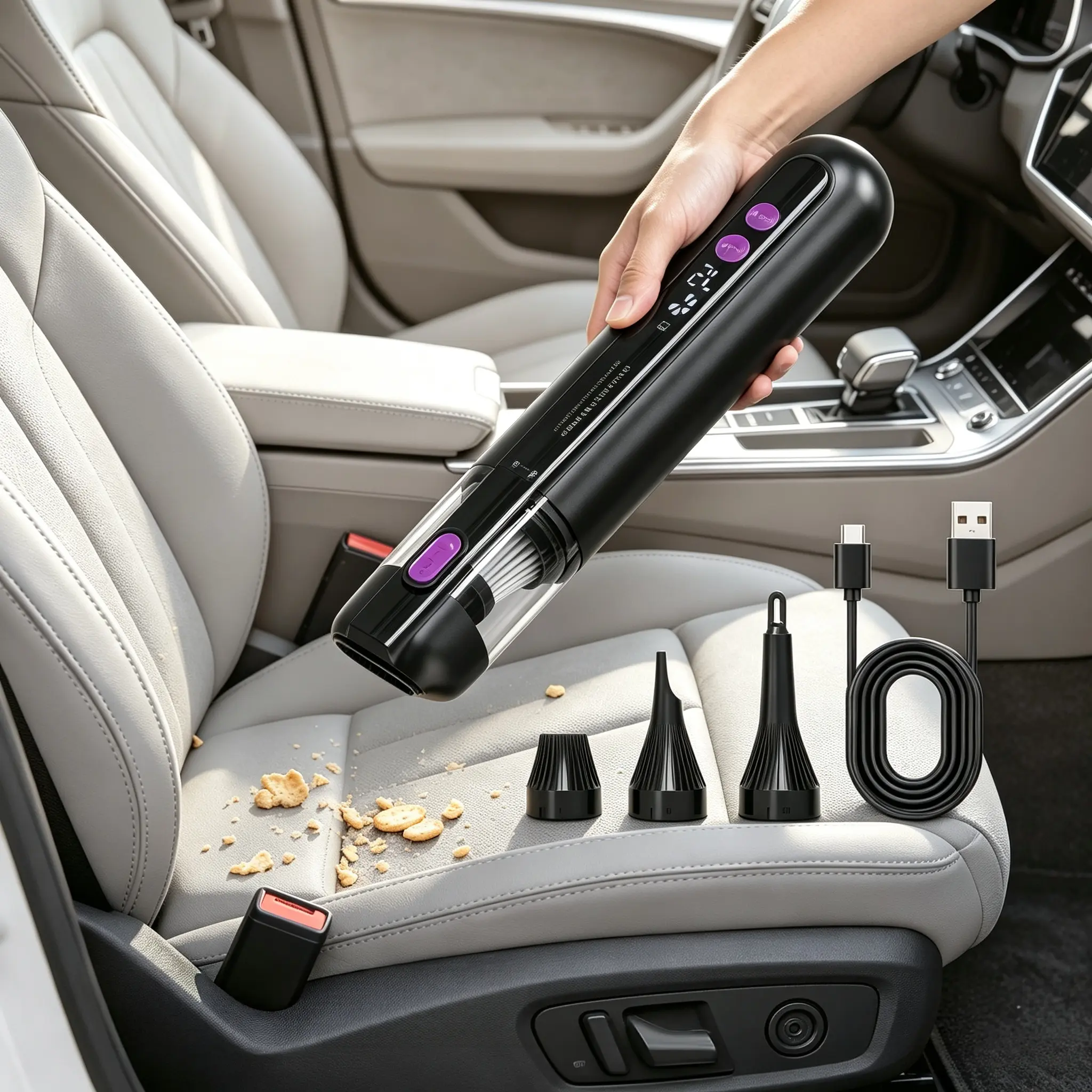Becvtoz cordless vacuum 3-in-1 Wireless Compact Handheld Vacuum, 15000Pa Suction, 80000RPM, Digital Display, USB-C Rechargeable, Multi-Surface for Car Home Use
