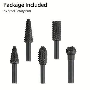 5-Piece Wood Carving Rotary Burr Set, Electric Router Bits for Root Carving and Tea Tray Polishing, Dremel Accessories