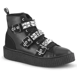 Demonia Men's Sneeker-225 Black Canvas-Vegan Leather Sneakers