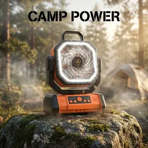 2026 Upgraded 30000mAh Portable Camping Fan: 270° Auto-Oscillating Rechargeable Battery Fan with LED Lantern & Remote, 4-Speed 360° Hook Tent Fan for 2026 World Cup, Hurricane Season, Emergency Outage & Soccer Mom Essentials