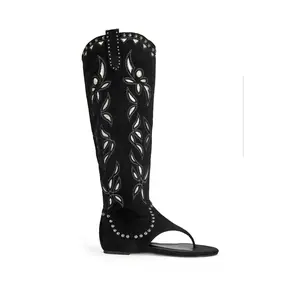 CHANDANA-BLACK WESTERN SANDAL BOOT