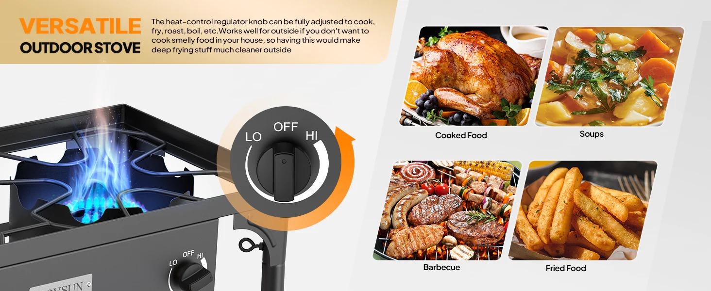 [TOP RATED - FLASH SALE] ROVSUN 3-Burner 225000 BTU Outdoor Camping Propane Stove