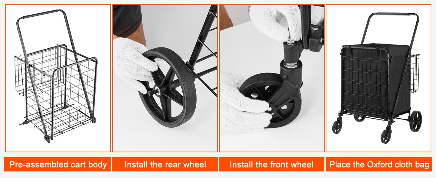 VEVOR Folding Shopping Cart with Removable Waterproof Liner, Max 330LBS Large Capacity Jumbo Grocery Cart with Dual Basket, 360° Swivel Wheels, Dense Metal Mesh Base, Heavy Duty Utility Cart VEVOR Folding Shopping Cart with Removable Waterproof Liner, Max 330LBS Large Capacity Jumbo Grocery Cart with Dual Basket, 360° Swivel Wheels, Dense Metal Mesh Base, Heavy Duty Utility Cart