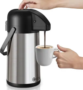 Insulated Stainless Steel Airpot Coffee & Tea Beverage Pump Dispenser, 64oz-85oz Capacity