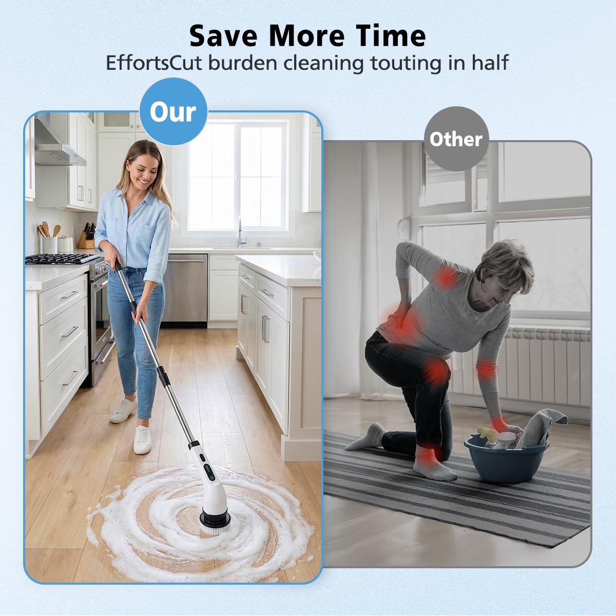 2026 New Electric Spin Scrubber — Cordless Design, IPX7 Waterproof Rating, Multi-Surface Versatility; Ultra-Long Battery Life, Adjustable Speed, Extendable Handle; A Multifunctional Cleaning Kit Designed Specifically for Bathrooms and Kitchens.