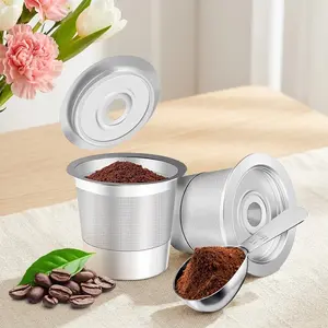 2-Pack Stainless Steel Reusable K-Cup Set for Keurig 1.0 Coffee Maker, BPA-Free Reusable Coffee Pods with Scoop and 1-Stream Filters