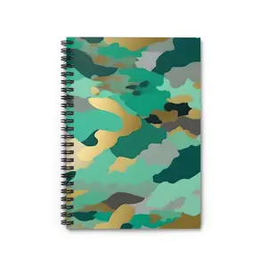 Mint, Teal & Gold Camo Spiral Notebook - Ruled Line Material: 100% paper - 118 ruled line pages (59 sheets)