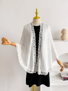 Women's Fashionable Plain Lace Shawl, Elegant Loose-Fitting Design, Perfect for Casual and Formal Occasions, Must-Have Wardrobe Item