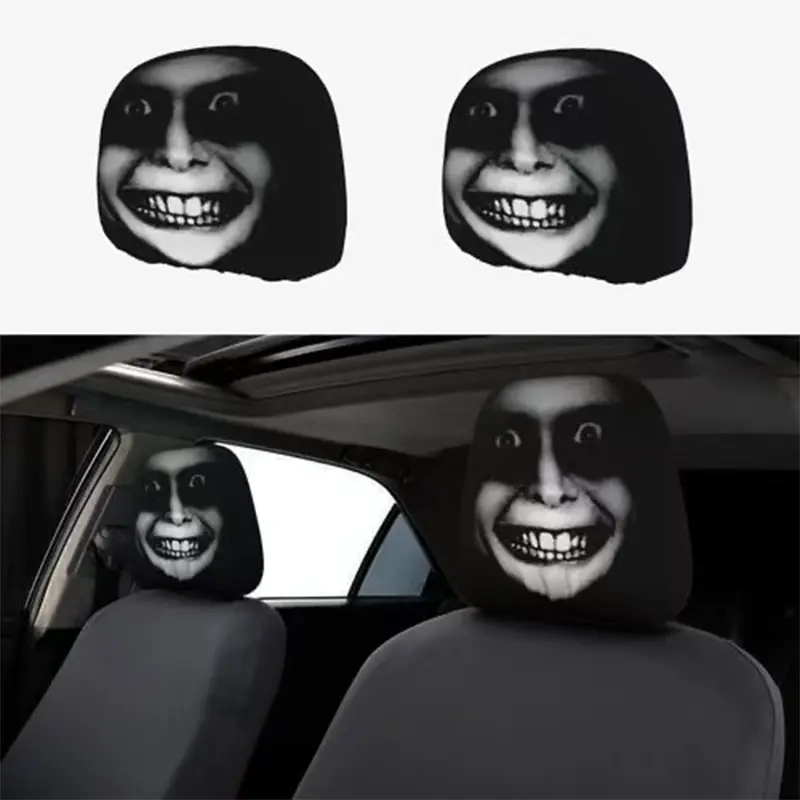 2pcs Horror Theme Car Headrest Set, Automotive Interior Car Accessories, Fashionable Comfort, No Filling Design, Soft and Durable, Suitable for Sedans, Trucks, Suvs