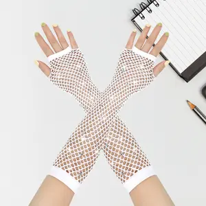 Rhinestone Fishnet Fingerless Gloves| 12 Color Neon Mesh Arm Warmers|A fun, colorful gift for festival-goers, dance lovers, or anyone who loves bold, playful fashion.