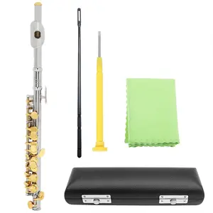 C Key Short Flute Musical Instrument with Silver Color Keys, Copper Body for Adults and Students, Ideal for Performances