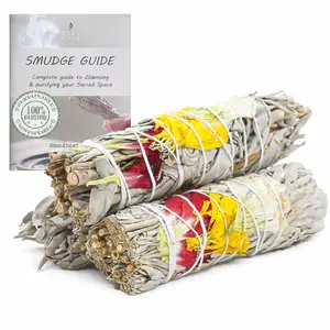 Harmony Floral Sage Smudge Sticks with Smudge Guide (3 PK) Aromatherapy Scented Oils Fragrant Turmeric Scent