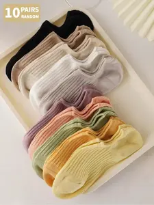 5/10 pairs of rainbow-colored/candy-colored short socks for women, invisible socks, simple and versatile summer boat socks, suitable for daily casual wear and other outfits Everyday