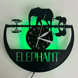 Elephant-Shaped Vinyl Clock, Creative Decorative Clock, Perfect Gift for Birthday, Christmas, Housewarming, Party, Wall Decoration for Home Office, Wall Clocks for Living Room, Animal Lovers, Wall Clock Decorative