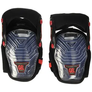 30511-1 Pro Hinge Gel Gripper Protective Work Knee Pads, Non-Marring Knee Pads for Flooring, Construction, Painting,, Plumbing Black/Clear