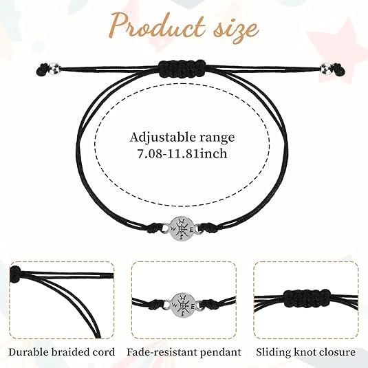 Graduation Gifts for Her Him, Adjustable Compass Bracelet Class of 2026 Graduation Gifts for Women Men Comes in Cap Box with Cards for Son Teenage Teens High College Middle School