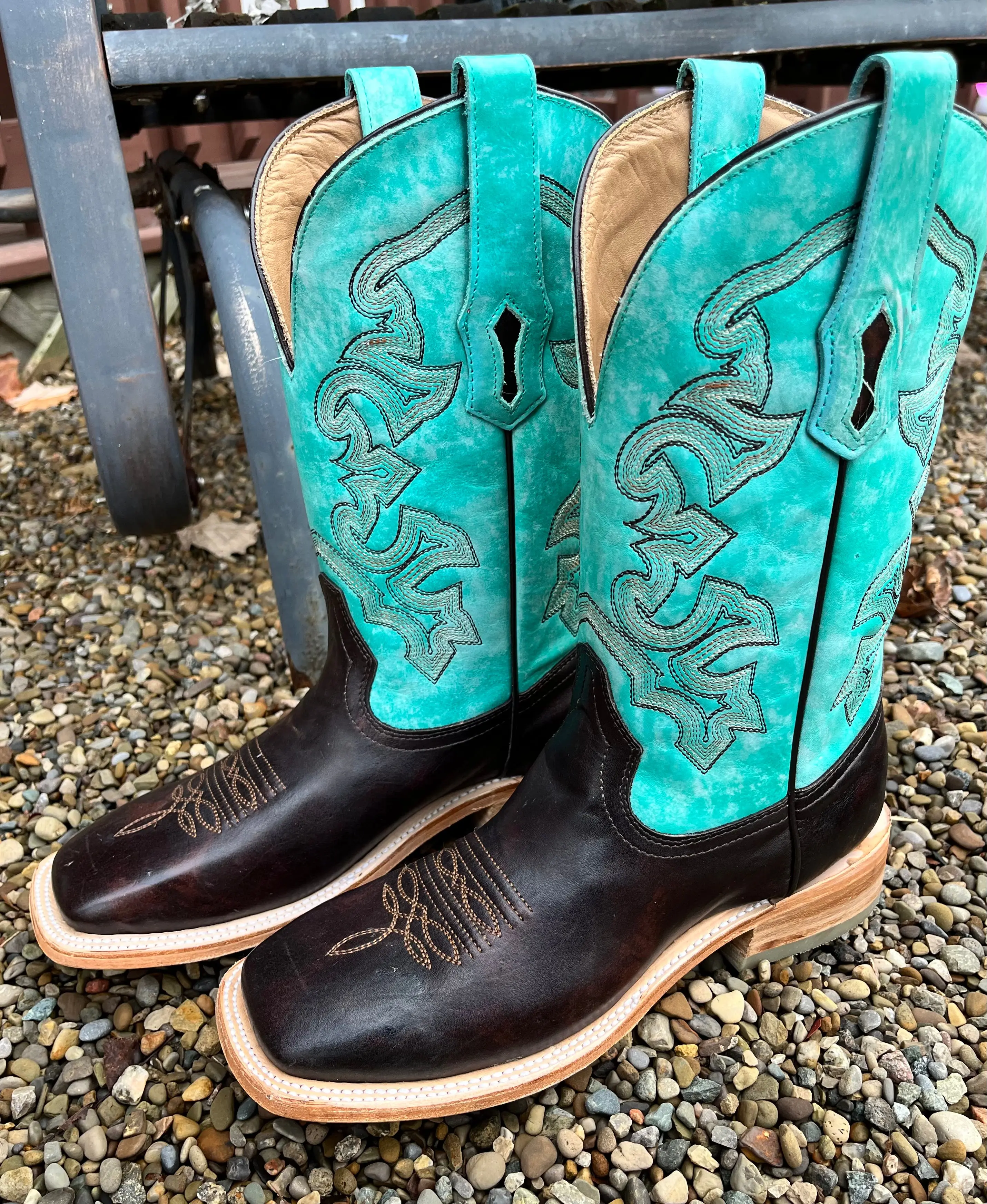 Corral Men's Brown Leather & Turquoise Shaft Cowboy Boots A4347