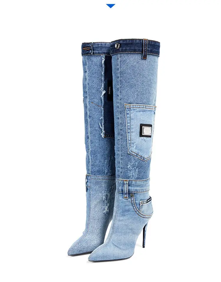 Oh GaGa Denim Knee High Boots