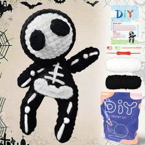 Skeleton DIY Crochet Kit, 1 Set Cute Skeleton Crochet Kit with Random Color Accessories & Step-by-Step Video Tutorial, DIY Crochet Craft for Gift Giving, Crochet Gifts