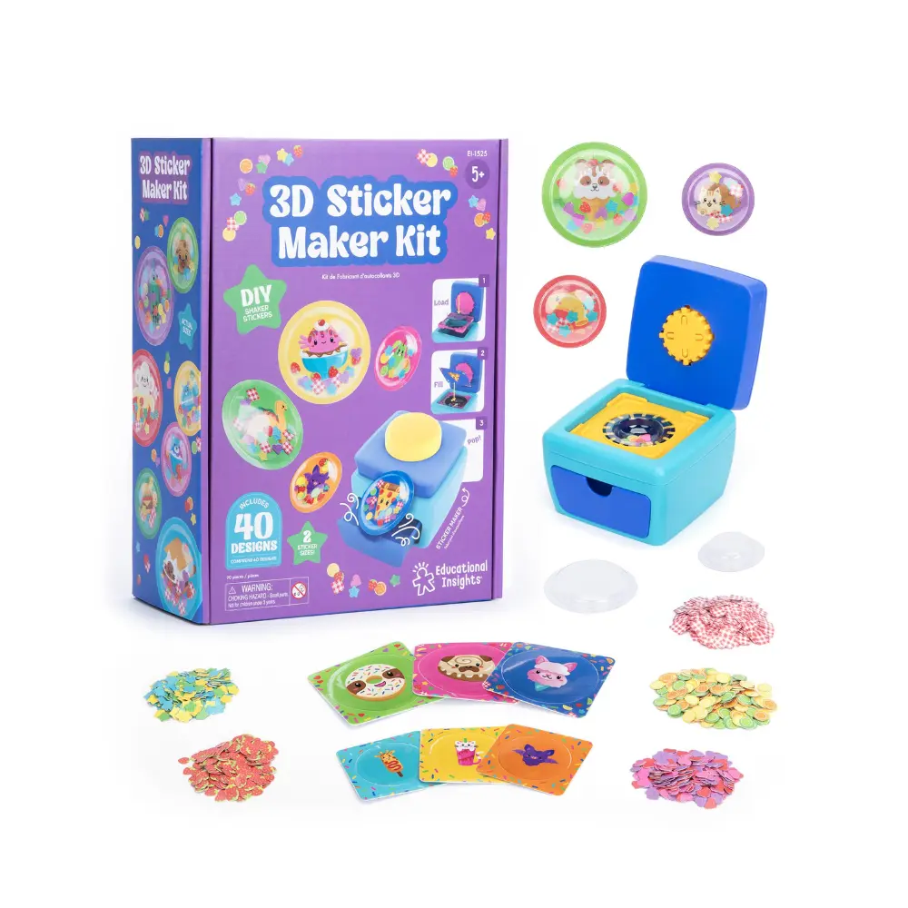 Educational Insights 3D Sticker Maker DIY Kit / Refill Pack: Puffy Stickers, Mess-Free Craft, Perfect Holiday Gift, 40 Stickers, Kids 5+