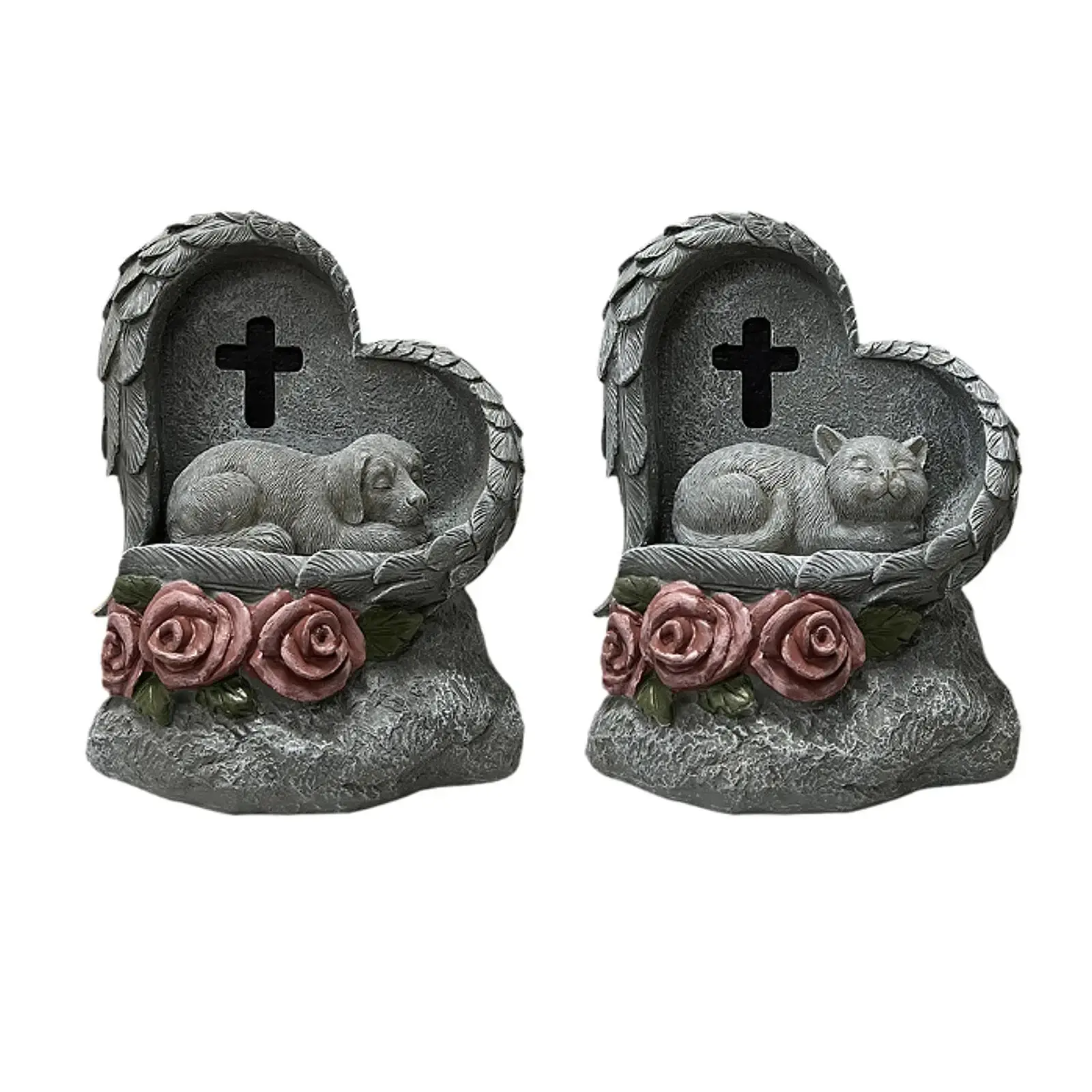 Pet Memorial Tombstone Statue - Durable Weatherproof Resin Grave Marker with Classic Design, Inscription Area, Memorial Gifts for Dogs/Cats, Lawn Outdoor Display, Wipe-with-Cloth Easy Care, Personalizable Patio Decor