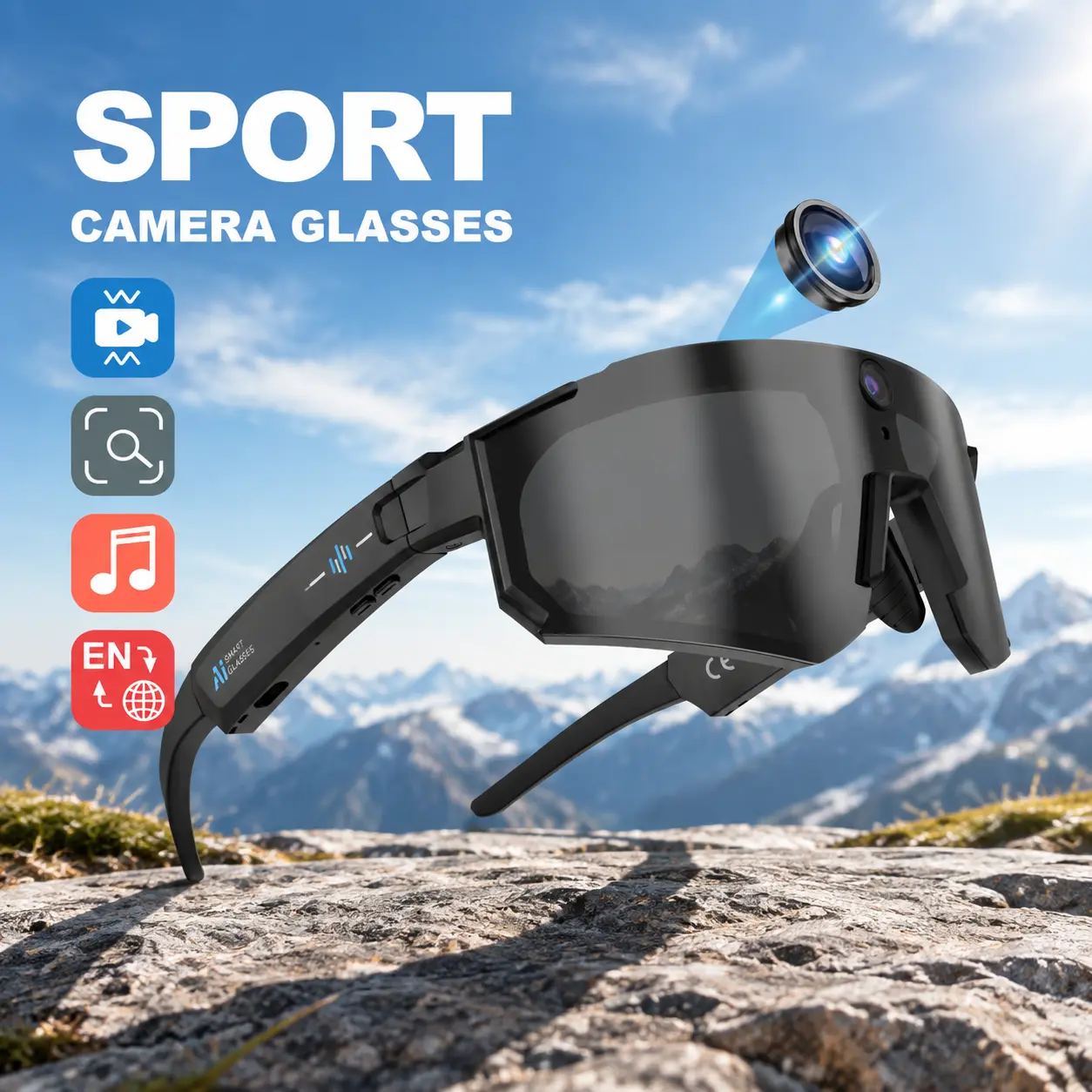 AI Smart Glasses with Camera 4K - Polarized Bluetooth Sunglasses with Camera, UV400 Lens, ChatGPT Enabled, EIS Stabilization, Dual Mic Noise Canceling, IP54 for Cycling Hiking Wearable