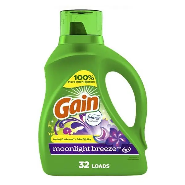 Gain Liquid Laundry Detergent Aroma Brisa de Luna 46 fl oz 32 Cargas with 100% More Odor Fighters & Febreze Freshness