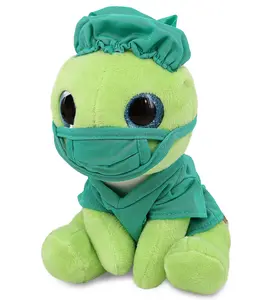 DOLLIBU Small Green Sea Turtle Polyester Plush Stuffed Toy - Doctor Theme, Sparkle Eyes, Fluffy Design, for Pretend Play | Plush Stuffed Toys Category, Fluffy Stuffed Toys