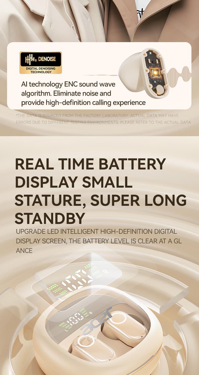 Acer OHR513 Wireless Earphone,In-ear Design Earphones with Digital Cal, LongStandby Headset for Men & Women, Audio Earbud Electronic ear headphone fast charge Black Acer OHR513 Wireless Earphone,In-ear Design Earphones with Digital Cal, LongStandby Headset for Men & Women, Audio Earbud Electronic ear headphone fast charge Black