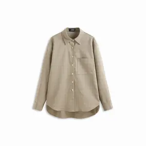 Cider Plaid Collar Long Sleeve Button Oversized Shirt