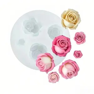 1 piece of 5-pole rose silicone mold with different regular shapes, suitable for polymer clay, soap, handicrafts, candles, aromatherapy production - durable and easy to use; Decorate with exquisite floral patterns; Jewelry making, epoxy resin casting