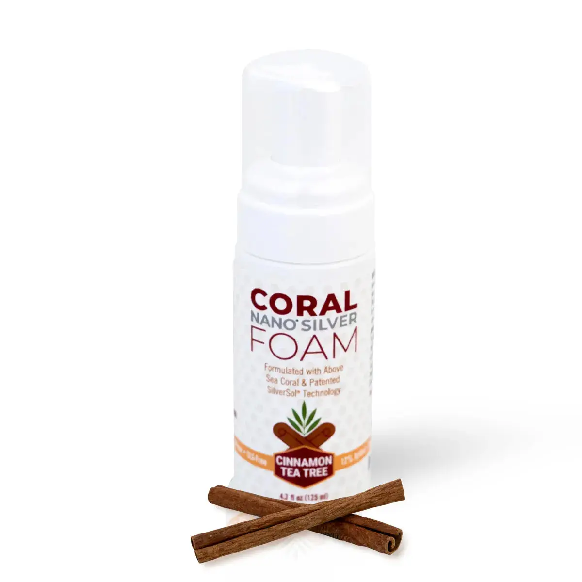 Fluoride Free Coral Nano Silver Foam Toothpaste Cinnamon Tea Tree 4 Ounce Oral Care Solution with Xylitol & Coral Calcium for Fresh Breath and Oral Health
