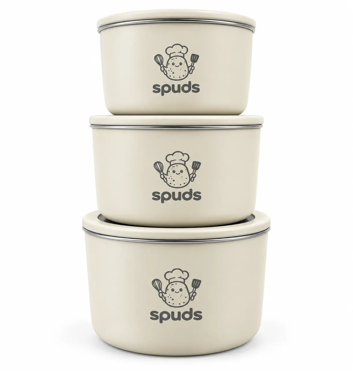 3 Pack Stackable Food Storage Containers with Lids – Stainless Steel, Reusable, Space-Saving
